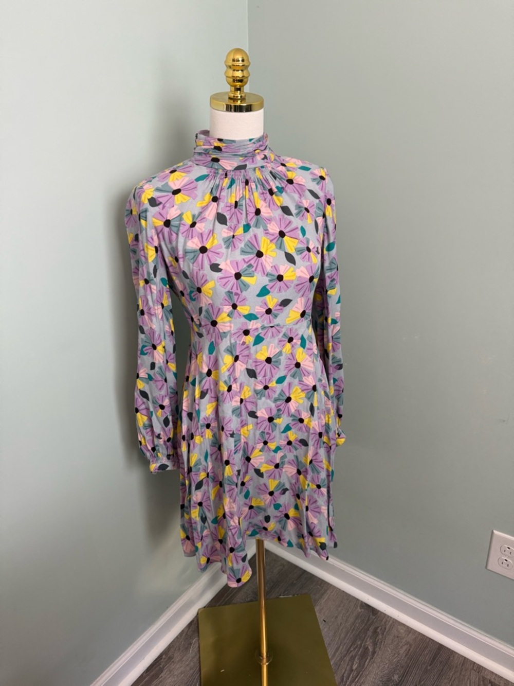 Kate Spade‎ Moonglow Wallflower Floral Smocked Mini Dress 4 Wedding Guest